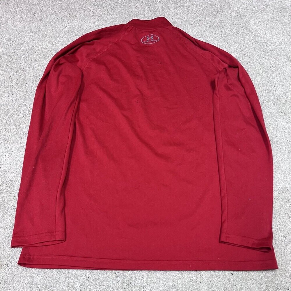Under Armour Activewear Jacket Men’s Red Long Sleeve 1/4 Zip Pullover Sz Small - Picture 8 of 10